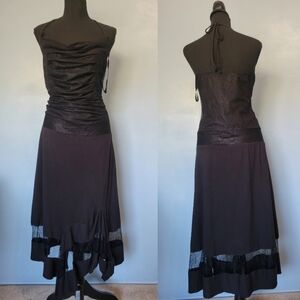 Vassalli Whimsigoth Black Lace Halter Dress IT 46 US L